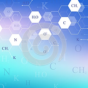 Scientific hexagonal chemistry pattern. Structure molecule DNA research as concept. Science and technology background