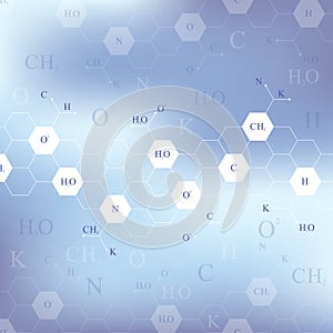 Scientific hexagonal chemistry pattern. Structure molecule DNA research as concept. Science and technology background