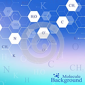 Scientific hexagonal chemistry pattern. Structure molecule DNA research as concept. Science and technology background