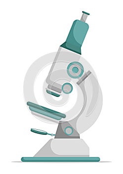 Scientific laboratory microscope vector flat design isolated on white background