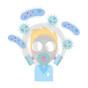scientific man with mask and bacteries chemistry laboratory
