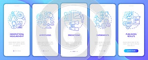 Scientific method elements onboarding mobile app page screen with concepts