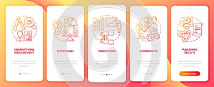 Scientific method elements onboarding mobile app page screen with concepts