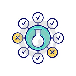 Scientific method and hypothesis testing RGB color icon