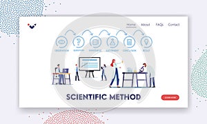 Scientific Method Landing Page Template. Scientists Laboratory Investigation. Observation, Question, Hypothesis