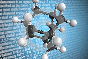 Molecular model of adamantane, 3D rendering
