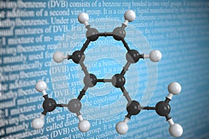 Molecular model of divinylbenzene, 3D rendering