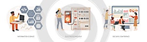 Scientific research isolated concept vector illustration set. photo