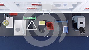 Scientific research laboratory equipment Top view