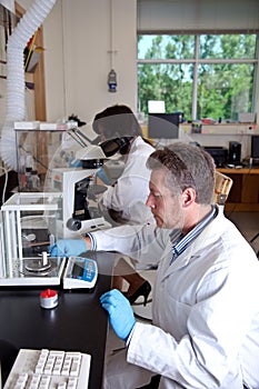 Scientific team performs research