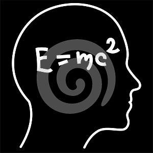 Scientific thinking. Outline of head filling formulas. Can illustrate topics related to science.