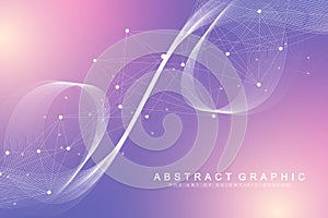 Scientific vector illustration genetic engineering and gene manipulation concept. DNA helix, DNA strand, molecule or