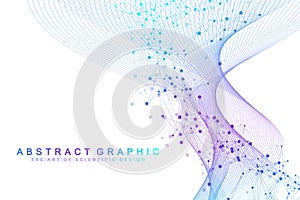 Scientific vector illustration genetic engineering and gene manipulation concept. DNA helix, DNA strand, molecule or