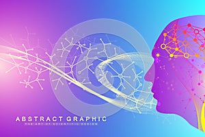 Scientific vector illustration genetic engineering and gene manipulation concept. DNA helix, DNA strand, molecule or