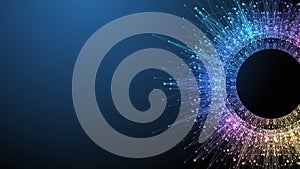 Scientific vector illustration quantum computer technology. Plexus fiction effect. Deep learning artificial intelligence