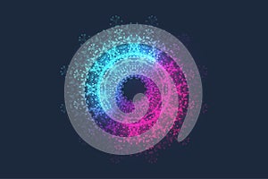 Scientific vector illustration quantum computer technology. Plexus fiction effect. Deep learning artificial intelligence. Big data