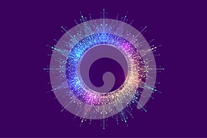 Scientific vector illustration quantum computer technology. Plexus fiction effect. Deep learning artificial intelligence. Big data