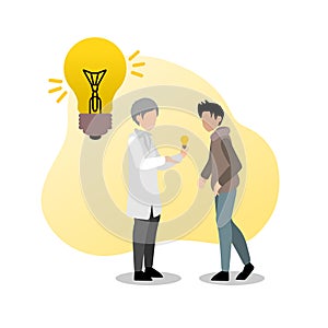 Scientis Inventor Of Lamp Vector Illustration photo