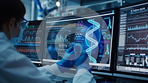 Scientist Analyzing Genetic Data. AI generated