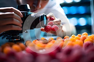 scientist analyzing the testing result from mixed berry in food science laboratory