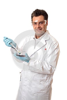 Scientist or biologist using pipette