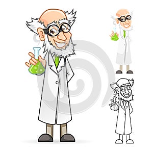 Scientist Cartoon Character Holding a Beaker Feeling Great photo