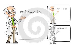 Scientist Cartoon Character with Welcoming Arms