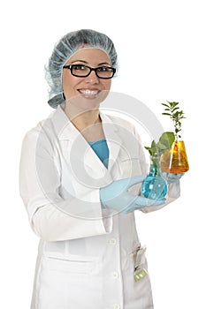 Scientist cultivating plants