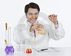 Scientist doing scientific experiment in a laboratory