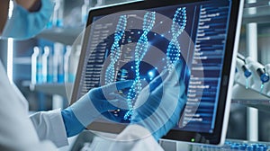 Close-Up of DNA Sequencing Screen. AI generated