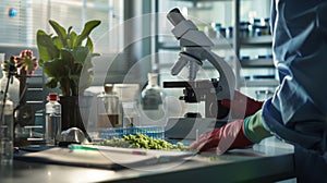 The microscope and plants.AI generated image