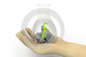 Scientist examining small plants