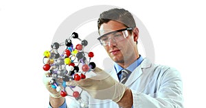 Scientist experimenting molecule structure