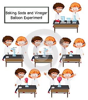 Scientist explaining baking soda and vinegar balloon science experiment