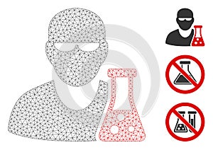 Scientist with Flask Polygonal Frame Vector Mesh Illustration