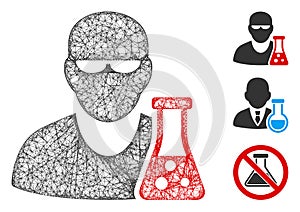 Scientist with Flask Polygonal Web Vector Mesh Illustration