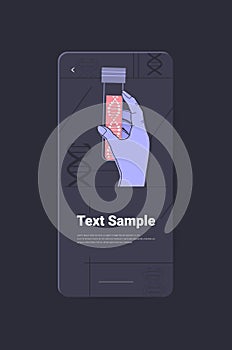 scientist hand holding test tube with DNA researcher making experiment in lab DNA testing genetic diagnosis