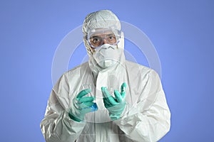 Scientist with Hazmat suit