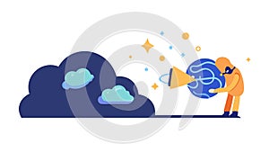 Scientist in Hazmat Suit Seeding or Cleaning a Cloud vector design Generative AI photo
