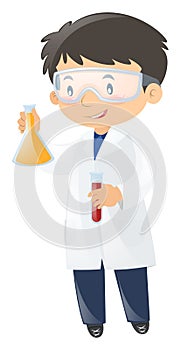 Scientist holding two beakers