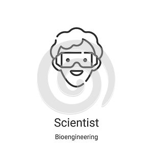 scientist icon vector from bioengineering collection. Thin line scientist outline icon vector illustration. Linear symbol for use