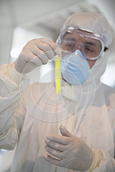 Scientist Inside Laboratory Checking test Tube