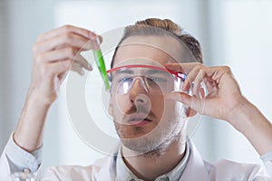 A scientist is investigating a substance in a test tube