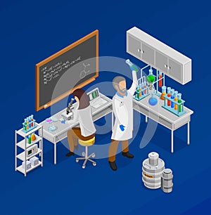 Scientist Isometric Concept Composition
