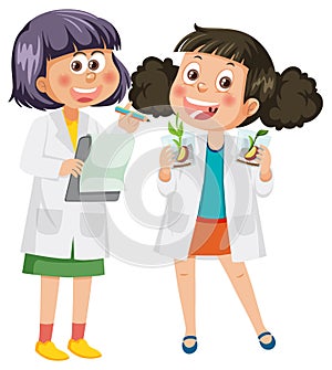 Scientist kids doing science experiment