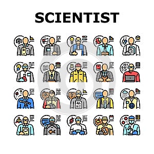 scientist laboratory lab science icons set vector