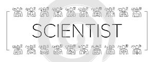 scientist laboratory lab science icons set vector