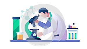 Scientist with Microscope Icon for Research and Laboratory, vector design Generative AI