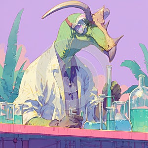 Scientist Parasaurolophus in Lab Coat - Perfect for Science & Creativity Themes