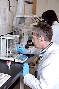 Scientist performs calibration service